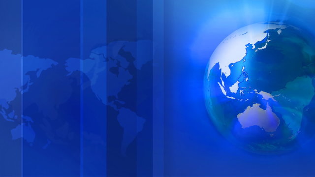 Rotating globe with vertical columns in loop