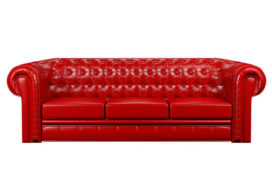 rot leder sofa 3d