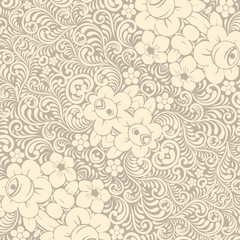 Fototapeta na wymiar vector illustration seamless damask wallpaper (creme)