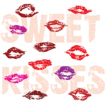 vector illustration of sweet kisses
