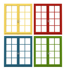 colored wooden windows-rendering
