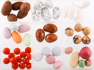 colored sweets on a white background