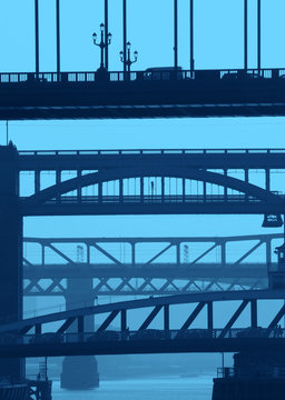 Newcastle bridges in blue © Jane