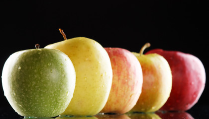 Apples on black