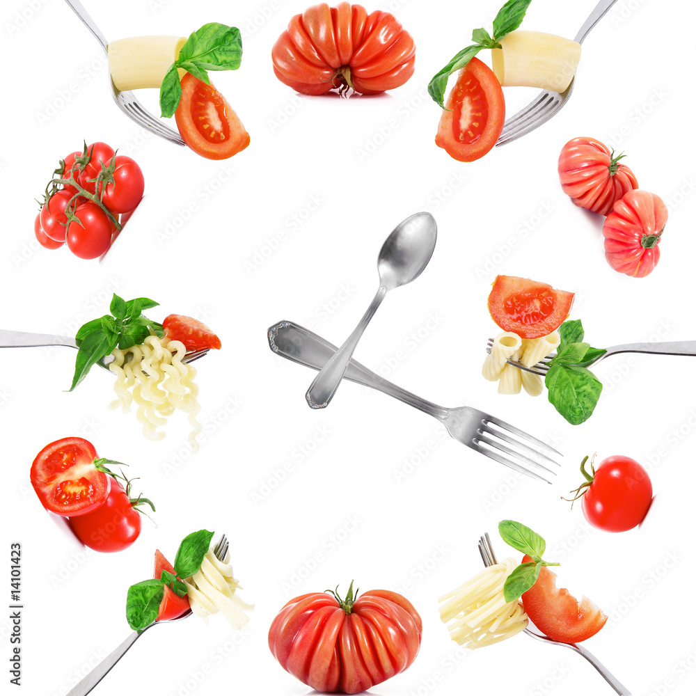 Wall mural orologio pasta e pomodoro