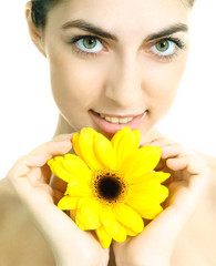 Fototapeta premium pretty girl with a flower