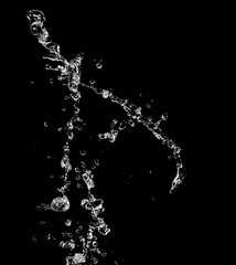 Stylish water splash. Isolated on black background