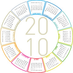 Colorful Calendar for year 2010