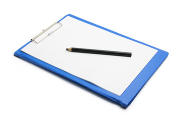 Clipboard with Blank Paper and Pencil