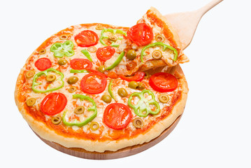 tomato pizza with pepper. close up