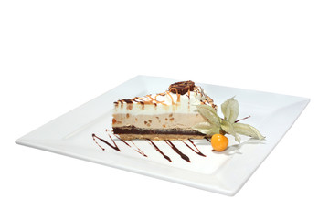 cake with chocolate, caramel and cream