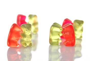 gummy bears dancing at a party
