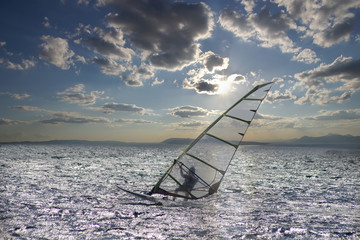 Sportsman on windsurfing