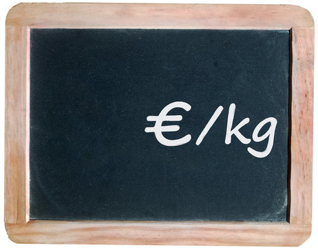 Price per kilo on blackboard