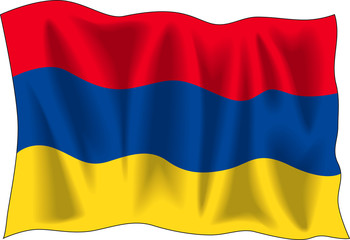 Waving flag of Armenia isolated on white