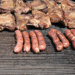 BBQ:Pork sausages and spare ribs