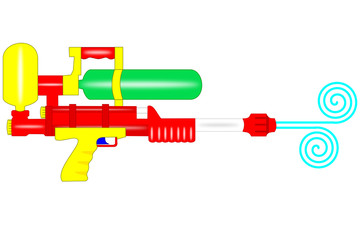 A istolated plastic water gun on white