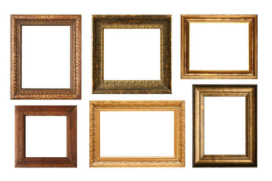 Genuinly antique frames isolated on white.