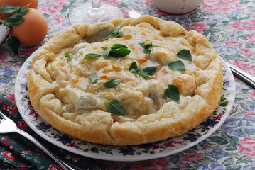 Torta al sorbetto d arancia e dragoncello con ricotta e miele