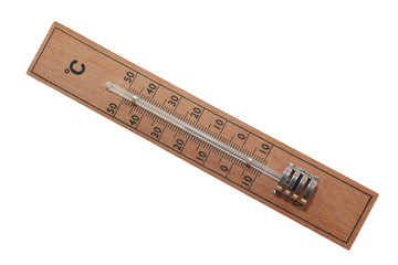 wooden thermometer isolated on white