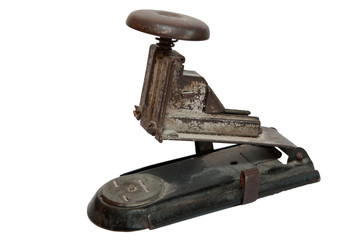 antique stapler isolated on white