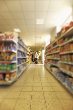 Pensioner goes shopping in the supermarket