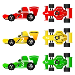 Selbstklebende Fototapete Autorennen Formelauto-Set