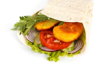 Sandwich with chicken nuggets