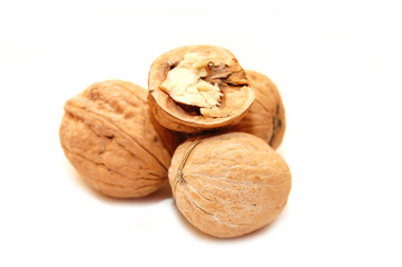 Walnut on white background