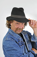 man with black hat