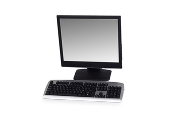 Computer with flat screen isolated on white