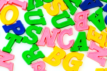 Various letters and digits on  the white board