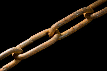 Rusted chain on black background