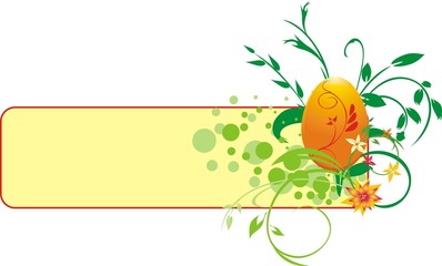 Obraz na płótnie Canvas Decorative banner with egg and bouquet. Vector