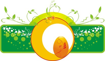 Decorative floral banner with egg. Vector