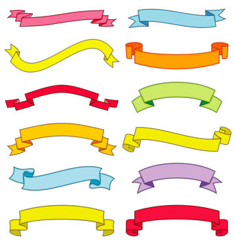 Set of vector ribbons and scrolls