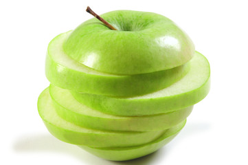 Sliced apple. Clipping path.