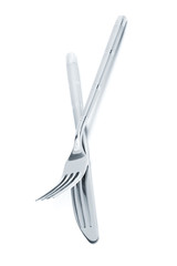 Fototapeta na wymiar steel knife and fork