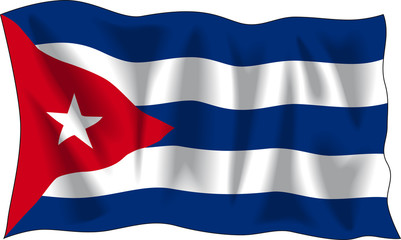 Waving flag of Cuba isolated on white