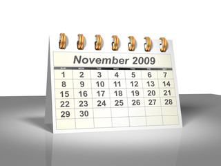 Desktop Calendar (3D). November, 2009.