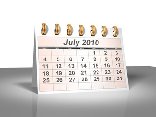 Desktop Calendar (3D). July, 2010.