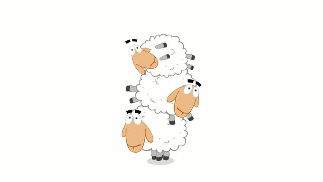Three funny jumping Sheep