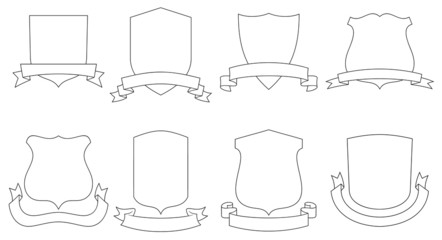 Set of vector emblems, crests, shields and scrolls