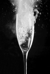 Champagne flute filled with sparkling wine