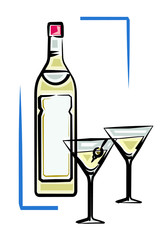 Bottle of martini vector illustration