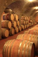 Weinkeller,Rotwein im Barrique-Faß ausgebaut,Toskana,Italien - 14161272