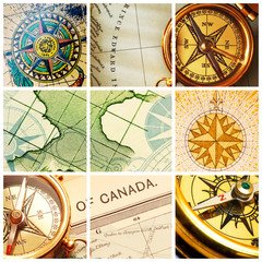 Compass and map collage