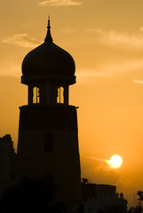 mosque silhouette during sunset