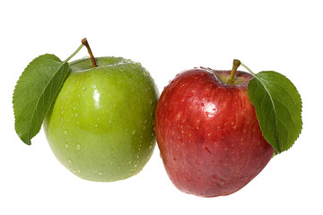 Red and green apples isolated on white