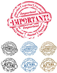 "important" and "rush" rubber stamp set